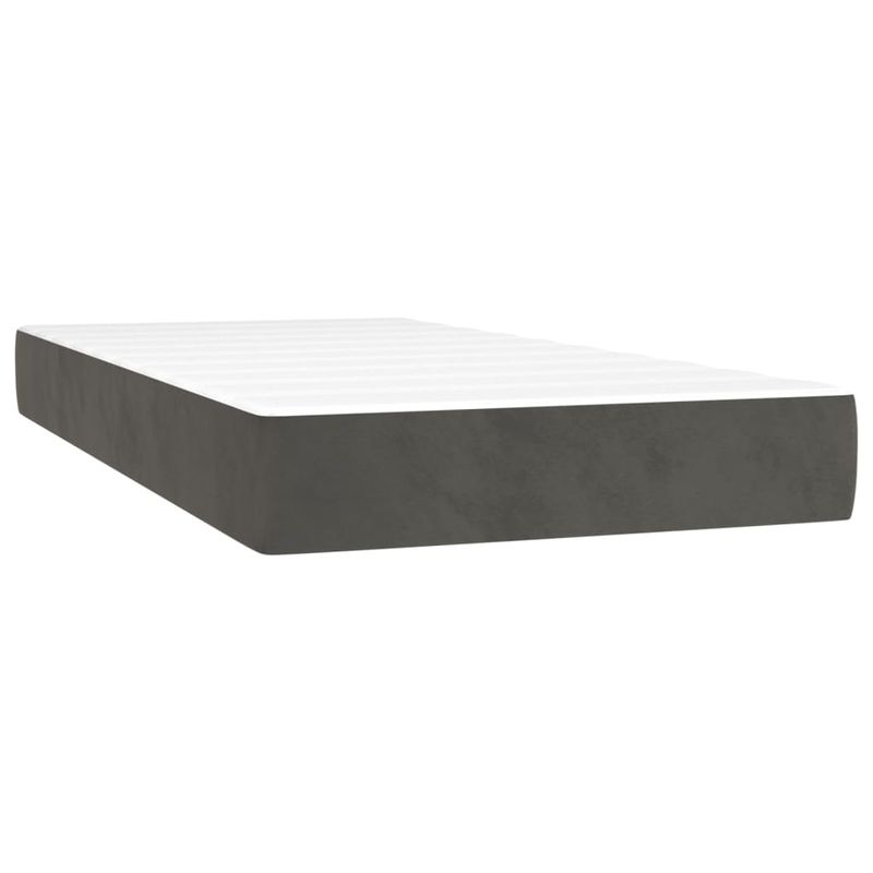 Casa si Gradina - Mobilier - Paturi si accesorii - Paturi - Pat box spring cu saltea, gri inchis, 200x200 cm, catifea - Infinity.ro