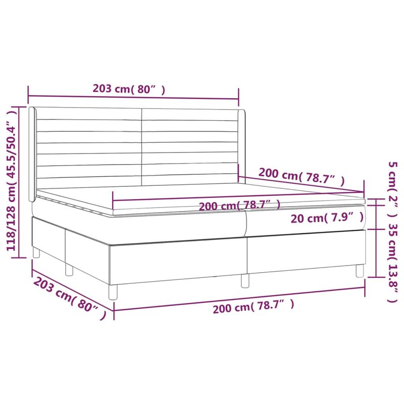 Casa si Gradina - Mobilier - Paturi si accesorii - Paturi - Pat box spring cu saltea, gri inchis, 200x200 cm, catifea - Infinity.ro