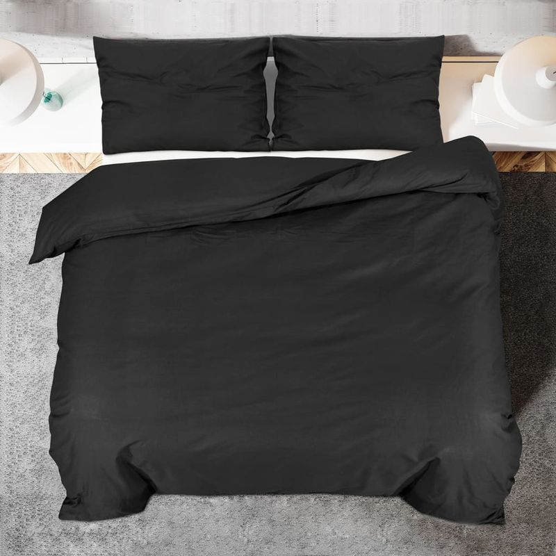 Casa si Gradina - Textile si covoare - Lenjerii de pat - Huse pilote - Set cu husa de pilota, negru, 140x200 cm, bumbac - Infinity.ro