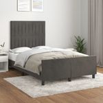 Casa si Gradina - Mobilier - Paturi si accesorii - Paturi - Cadru de pat cu tablie, gri inchis, 120x200 cm, catifea - Infinity.ro