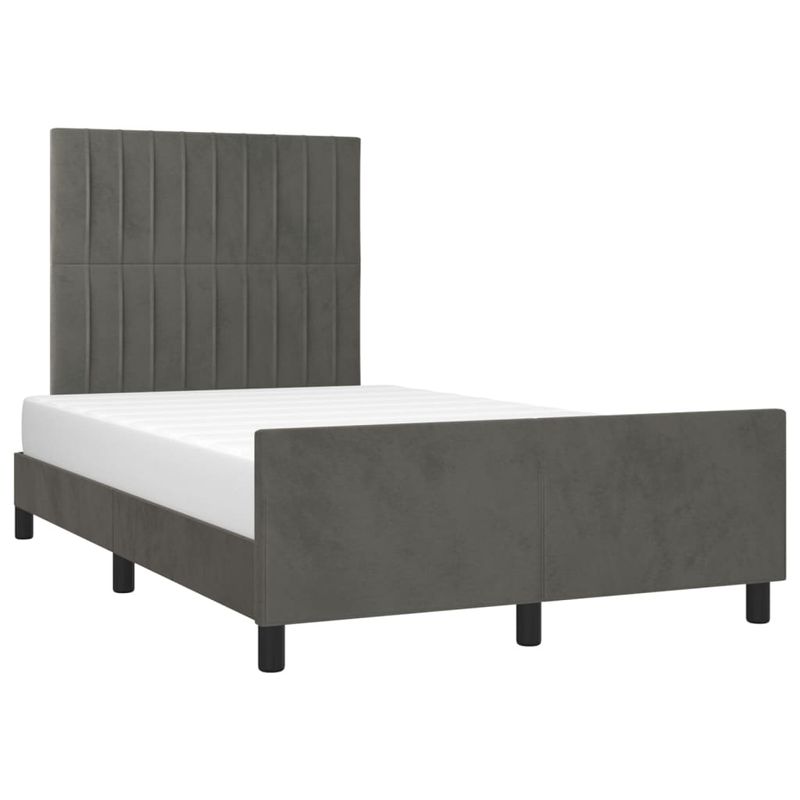 Casa si Gradina - Mobilier - Paturi si accesorii - Paturi - Cadru de pat cu tablie, gri inchis, 120x200 cm, catifea - Infinity.ro