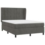 Casa si Gradina - Mobilier - Paturi si accesorii - Paturi - Pat box spring cu saltea, gri inchis, 140x190 cm, catifea - Infinity.ro