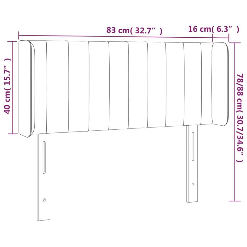 Casa si Gradina - Mobilier - Paturi si accesorii - Accesorii paturi - Tablie de pat cu LED, gri inchis, 83x16x78/88 cm, textil - Infinity.ro