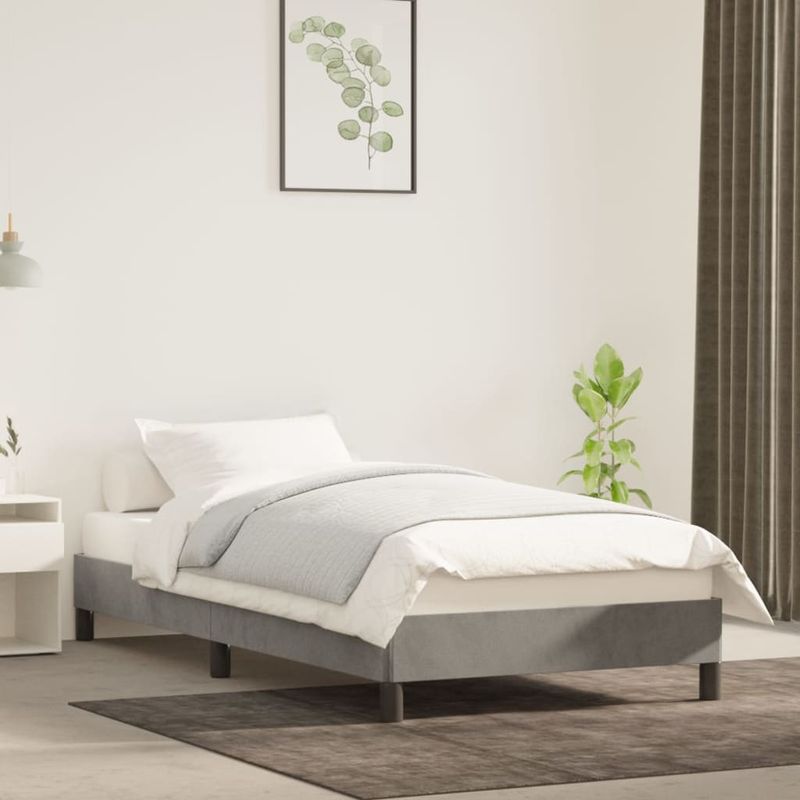 Casa si Gradina - Mobilier - Paturi si accesorii - Paturi - Cadru de pat, gri deschis, 90x190 cm, catifea - Infinity.ro