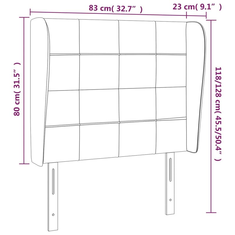 Casa si Gradina - Mobilier - Paturi si accesorii - Accesorii paturi - Tablie de pat cu aripioare gri inchis 83x23x118/128 cm textil - Infinity.ro