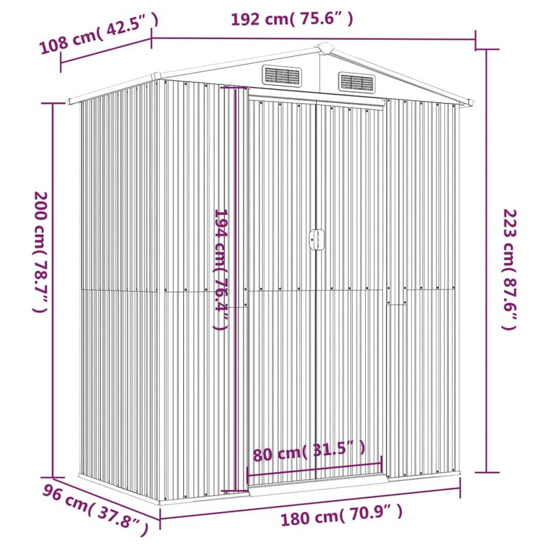 Casa si Gradina - Gradina si terasa - Casute de gradina - Sopron de gradina, antracit, 192x108x223 cm, otel galvanizat - Infinity.ro