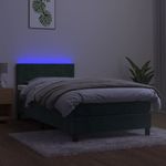 Casa si Gradina - Mobilier - Paturi si accesorii - Paturi - Pat continental cu saltea și LED, saltea și LED, verde inchis, 100x200 cm, catifea, model cu blocuri pătrate - Infinity.ro