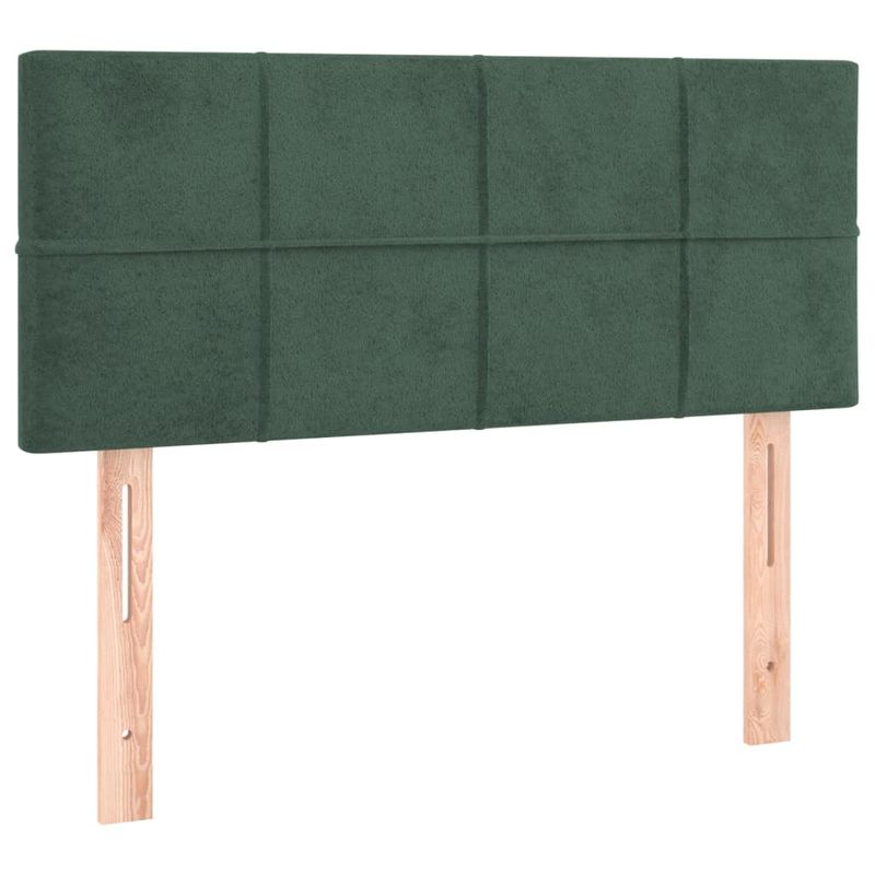 Casa si Gradina - Mobilier - Paturi si accesorii - Paturi - Pat continental cu saltea și LED, saltea și LED, verde inchis, 100x200 cm, catifea, model cu blocuri pătrate - Infinity.ro