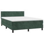Casa si Gradina - Mobilier - Paturi si accesorii - Paturi - Pat continental cu saltea și LED, saltea și LED, verde inchis, 140x190 cm, catifea, model benzi verticale - Infinity.ro