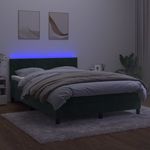 Casa si Gradina - Mobilier - Paturi si accesorii - Paturi - Pat continental cu saltea și LED, saltea și LED, verde inchis, 140x190 cm, catifea, model benzi verticale - Infinity.ro