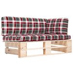 Casa si Gradina - Gradina si terasa - Mobilier exterior - Canapele si fotolii gradina - Otoman de gradina din paleti, coltar, lemn de pin tratat, model roșu carouri - Infinity.ro