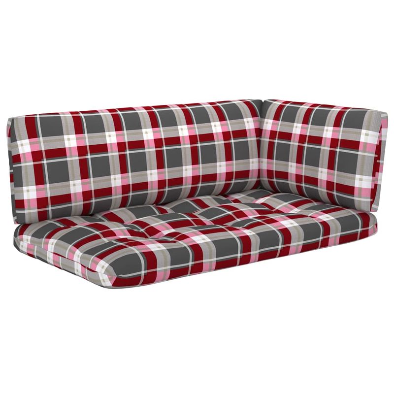 Casa si Gradina - Gradina si terasa - Mobilier exterior - Canapele si fotolii gradina - Otoman de gradina din paleti, coltar, lemn de pin tratat, model roșu carouri - Infinity.ro