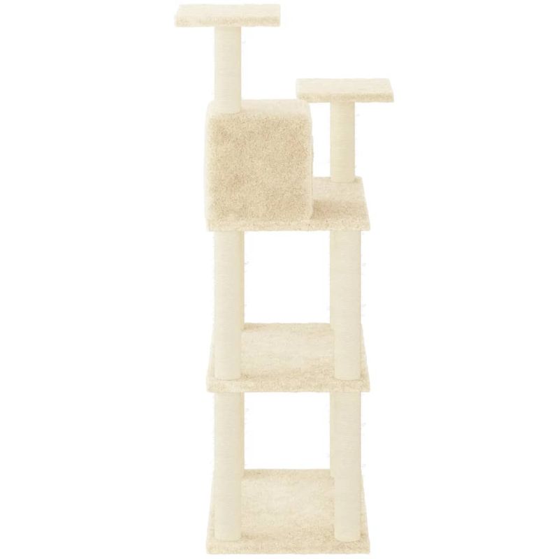 Petshop - Accesorii petshop - Jucarii animale - Ansambluri de joaca - Ansamblu pisici cu stalpi din funie de sisal, crem, 118,5 cm - Infinity.ro