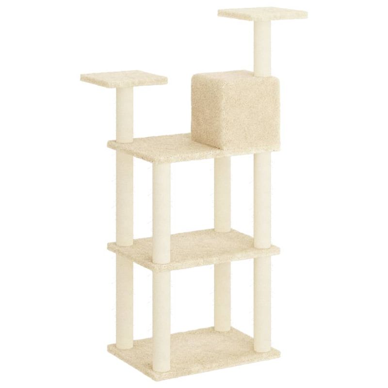 Petshop - Accesorii petshop - Jucarii animale - Ansambluri de joaca - Ansamblu pisici cu stalpi din funie de sisal, crem, 118,5 cm - Infinity.ro