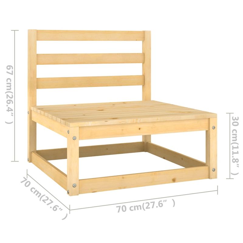 Casa si Gradina - Gradina si terasa - Mobilier exterior - Canapele si fotolii gradina - Canapea coltar de gradina cu perne, 2 piese, lemn masiv de pin, natural, model canapea de mijloc cu pernă de mijloc + suport pentru picioare - Infinity.ro