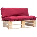 Casa si Gradina - Gradina si terasa - Mobilier exterior - Canapele si fotolii gradina - Canapea din paleti de gradina, perne rosii, lemn de pin - Infinity.ro