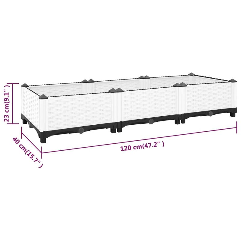 Casa si Gradina - Gradinarit si plante - Plante si ghivece - Ghivece si suporturi - Strat inaltat, 120x40x23 cm, polipropilena, alb - Infinity.ro