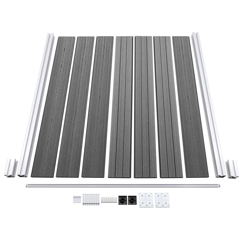 Casa si Gradina - Gradina si terasa - Garduri, panouri si accesorii - Gard de gradina, 1 patrat + 1 oblic, gri, 273x186 cm, WPC - Infinity.ro