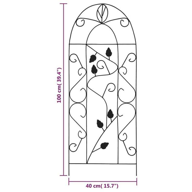 Casa si Gradina - Gradinarit si plante - Plante si ghivece - Ghivece si suporturi - Suporturi plante cataratoare, 3 buc., negru, 40 x 100 cm, fier, model frunză - Infinity.ro