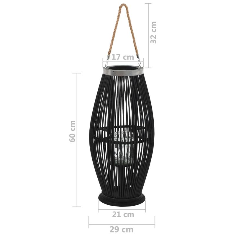 Casa si Gradina - Decoratiuni - Aromaterapie si lumanari - Suporturi lumanari - Suport de lumanari suspendat tip felinar, negru, 60 cm, bambus - Infinity.ro