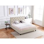 Casa si Gradina - Mobilier - Paturi si accesorii - Paturi - Pat Hypnotic, 160 x 200 cm, tapitat catifea bej, somiera inclusa - Infinity.ro