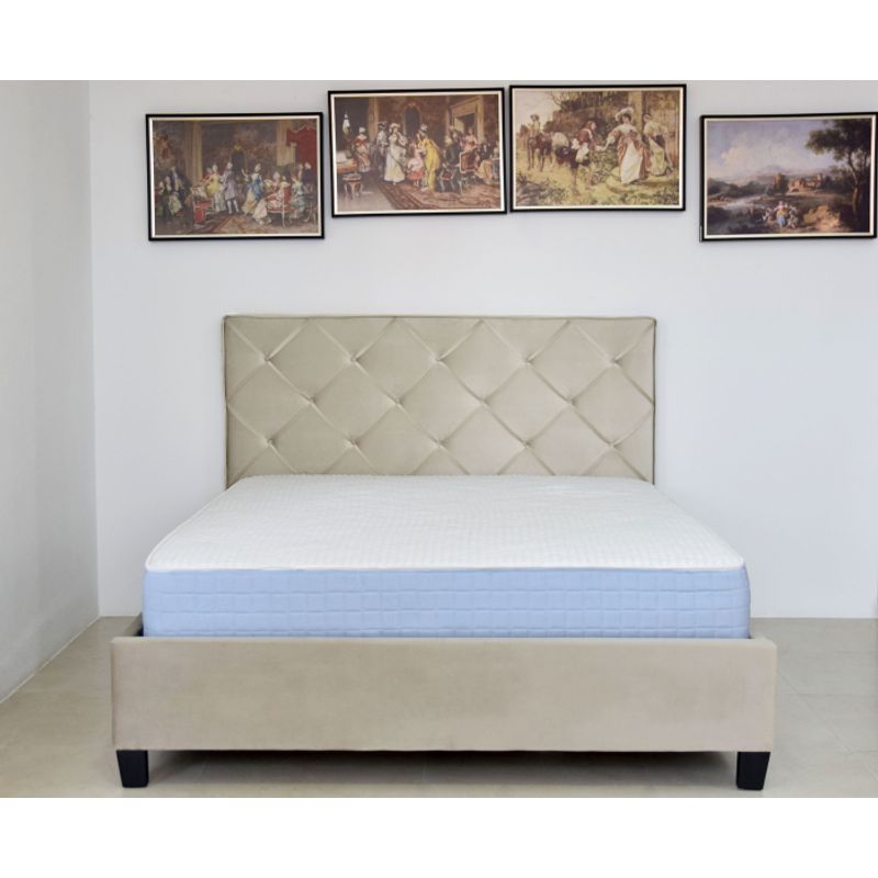 Casa si Gradina - Mobilier - Paturi si accesorii - Paturi - Pat Hypnotic, 160 x 200 cm, tapitat catifea bej, somiera inclusa - Infinity.ro