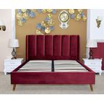 Casa si Gradina - Mobilier - Paturi si accesorii - Paturi - Pat Belmonde, 160 x 200 cm, tapitat catifea, burgundiu, somiera inclusa - Infinity.ro