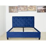Casa si Gradina - Mobilier - Paturi si accesorii - Paturi - Pat Hypnotic, 180 x 200 cm, tapitat catifea albastru, somiera inclusa - Infinity.ro