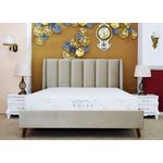 Casa si Gradina - Mobilier - Paturi si accesorii - Paturi - Pat Belmonde, 160 x 200 cm, tapitat catifea bej, somiera inclusa - Infinity.ro