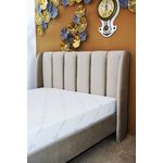 Casa si Gradina - Mobilier - Paturi si accesorii - Paturi - Pat Belmonde, 160 x 200 cm, tapitat catifea bej, somiera inclusa - Infinity.ro