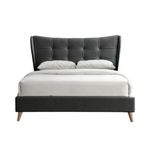 Casa si Gradina - Mobilier - Paturi si accesorii - Paturi - Pat Almera, 160 x 200 cm, tapitat catifea gri, somiera inclusa - Infinity.ro