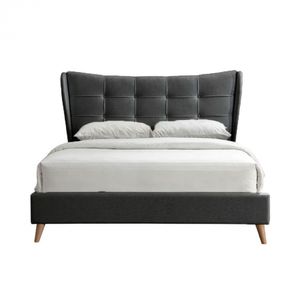 Pat Almera, 160 x 200 cm, tapitat catifea gri, somiera inclusa