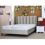 Casa si Gradina - Mobilier - Paturi si accesorii - Paturi - Pat Belmonde, 160 x 200 cm, tapitat catifea bej, somiera inclusa - Infinity.ro