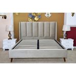 Casa si Gradina - Mobilier - Paturi si accesorii - Paturi - Pat Belmonde, 160 x 200 cm, tapitat catifea bej, somiera inclusa - Infinity.ro
