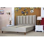 Casa si Gradina - Mobilier - Paturi si accesorii - Paturi - Pat Belmonde, 160 x 200 cm, tapitat catifea bej, somiera inclusa - Infinity.ro