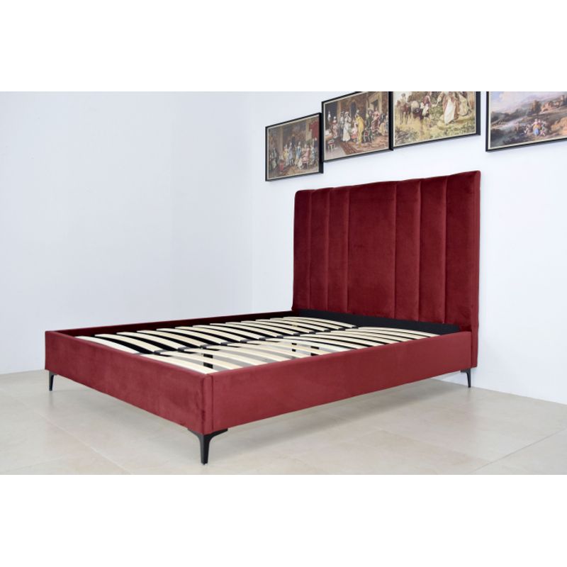 Casa si Gradina - Mobilier - Paturi si accesorii - Paturi - Pat Deja Vu, 160 x 200 cm, tapitat catifea, burgundiu, somiera inclusa - Infinity.ro