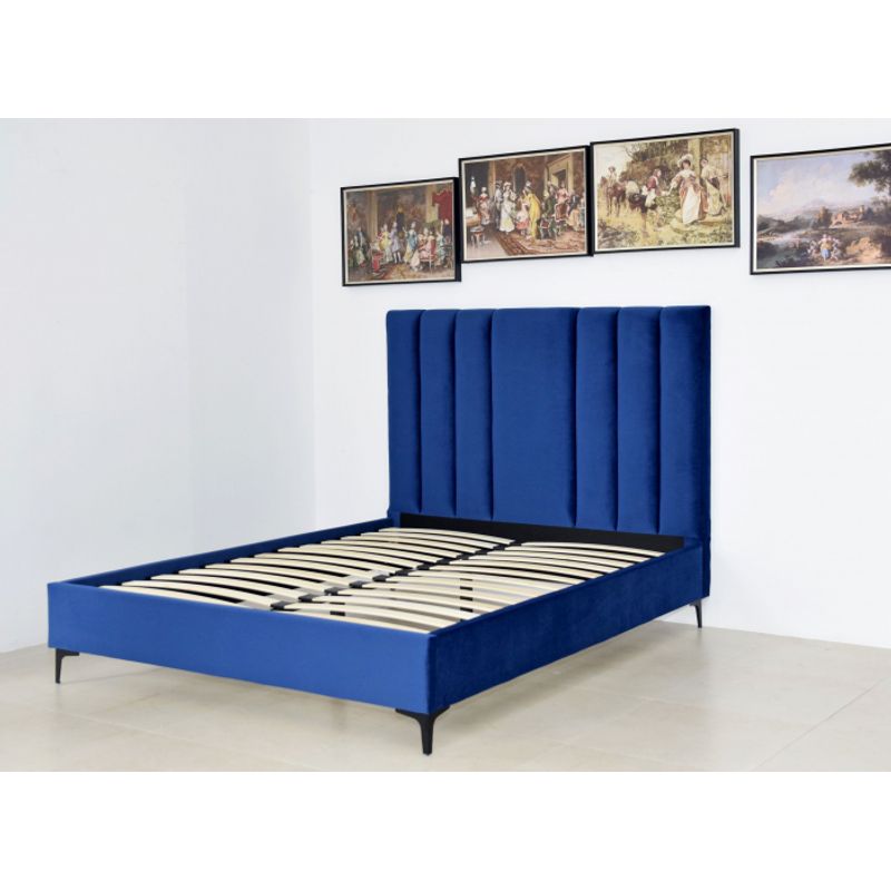 Casa si Gradina - Mobilier - Paturi si accesorii - Paturi - Pat Deja Vu, 180 x 200 cm, tapitat catifea albastru, somiera inclusa - Infinity.ro