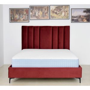 Pat Deja Vu, 180 x 200 cm, tapitat catifea, burgundiu, somiera inclusa