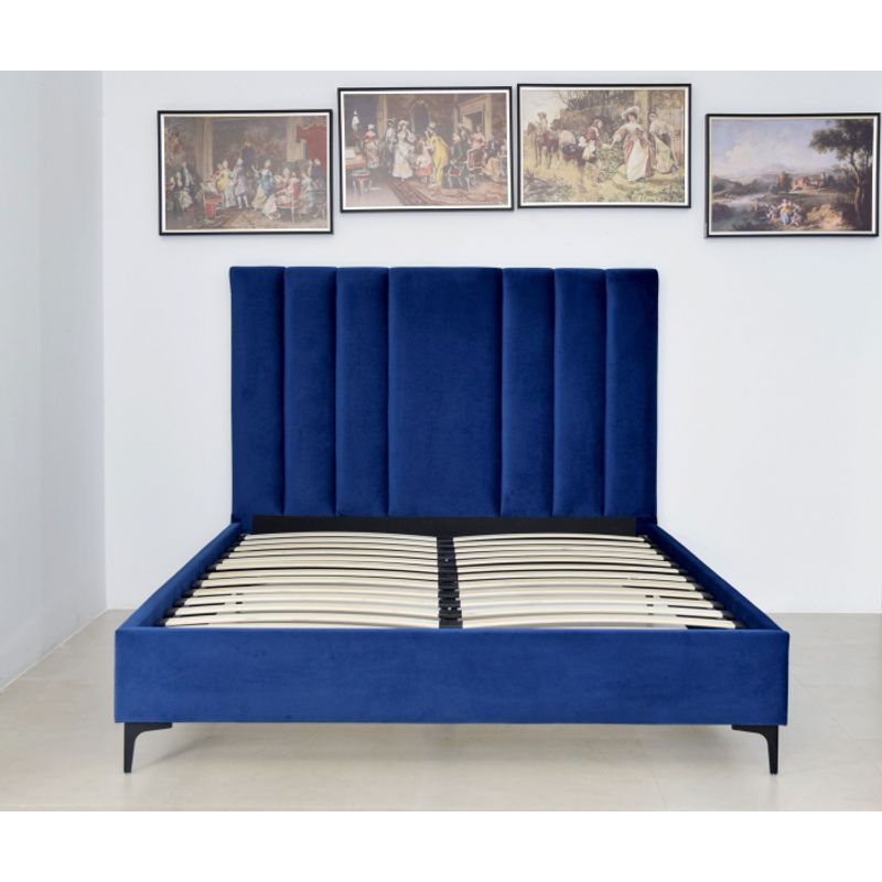 Casa si Gradina - Mobilier - Paturi si accesorii - Paturi - Pat Deja Vu, 180 x 200 cm, tapitat catifea albastru, somiera inclusa - Infinity.ro