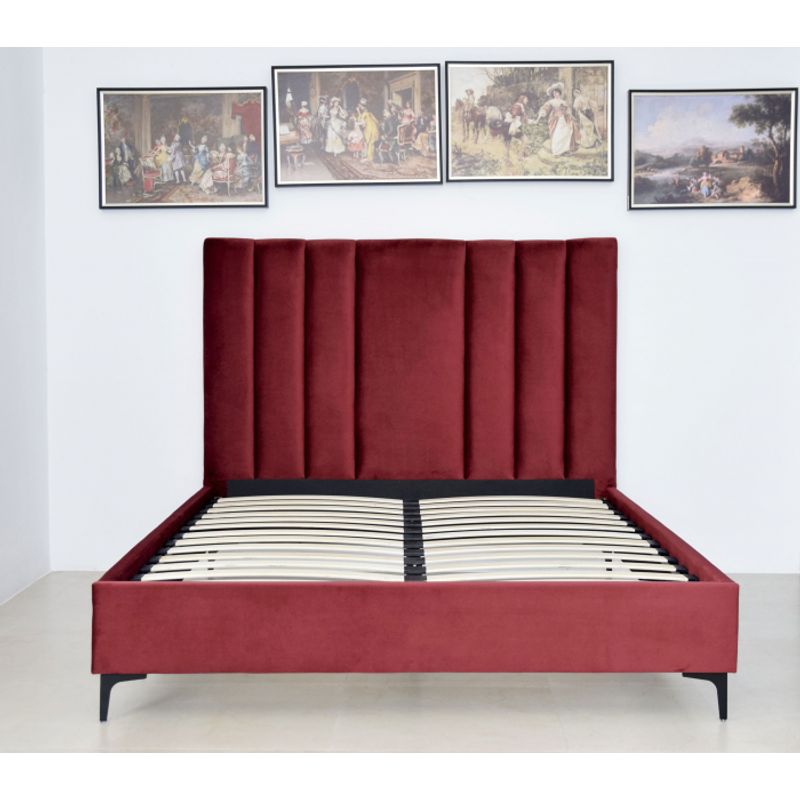 Casa si Gradina - Mobilier - Paturi si accesorii - Paturi - Pat Deja Vu, 160 x 200 cm, tapitat catifea, burgundiu, somiera inclusa - Infinity.ro