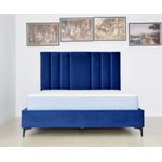 Casa si Gradina - Mobilier - Paturi si accesorii - Paturi - Pat Deja Vu, 180 x 200 cm, tapitat catifea albastru, somiera inclusa - Infinity.ro