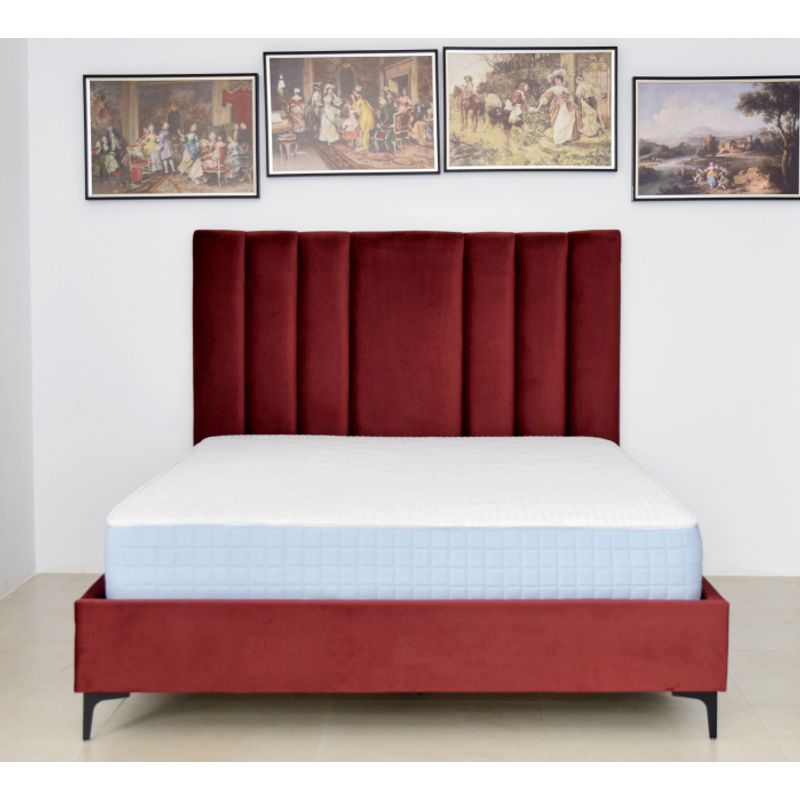 Casa si Gradina - Mobilier - Paturi si accesorii - Paturi - Pat Deja Vu, 160 x 200 cm, tapitat catifea, burgundiu, somiera inclusa - Infinity.ro