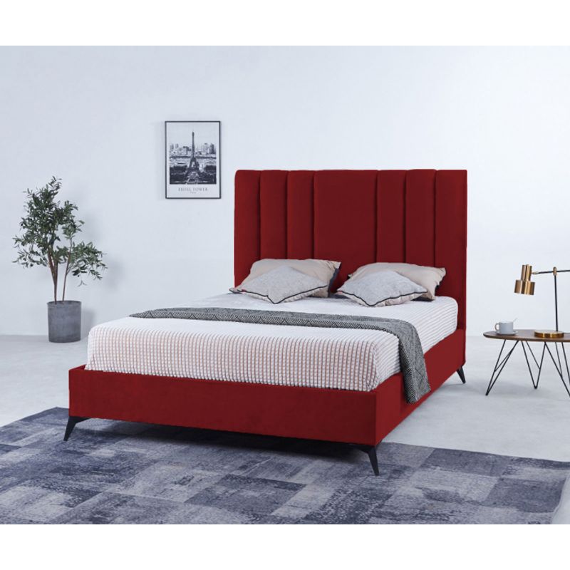 Casa si Gradina - Mobilier - Paturi si accesorii - Paturi - Pat Deja Vu, 180 x 200 cm, tapitat catifea, burgundiu, somiera inclusa - Infinity.ro