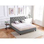 Casa si Gradina - Mobilier - Paturi si accesorii - Paturi - Pat Hypnotic, 180 x 200 cm, tapitat catifea gri, somiera inclusa - Infinity.ro