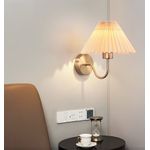 Casa si Gradina - Corpuri si surse de iluminat - Plafoniere, aplice si spoturi - Aplica Glow Vista, LuminiLux, Auriu, 22 x 25 cm, Textil, E27 - Infinity.ro