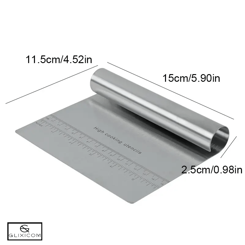 Casa si Gradina - Bucatarie si vesela - Ustensile bucatarie - Ustensile ornare prajituri - Cutit/Racleta  pentru Taiat Aluat Feliere Alimente Ornare Tort sau Prajituri Gradat Glixicom Inox 15 x 13 cm - Infinity.ro