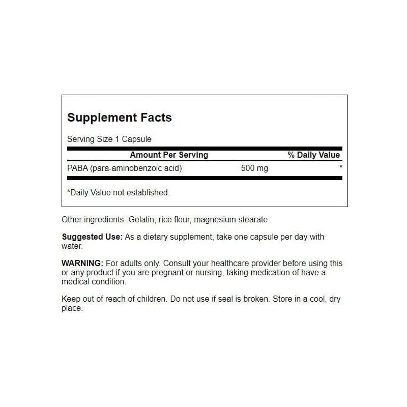 Ingrijire personala si Cosmetice - Sanatate si wellness - Suplimente alimentare - Vitamine si minerale - Swanson Paba 500 mg 120 Capsule - Infinity.ro