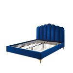 Casa si Gradina - Mobilier - Paturi si accesorii - Paturi - Pat Cloud, 160 x 200 cm, tapitat catifea albastru, somiera inclusa - Infinity.ro