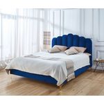 Casa si Gradina - Mobilier - Paturi si accesorii - Paturi - Pat Cloud, 160 x 200 cm, tapitat catifea albastru, somiera inclusa - Infinity.ro