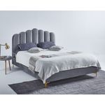 Casa si Gradina - Mobilier - Paturi si accesorii - Paturi - Pat Cloud, 180 x 200 cm, tapitat catifea gri, somiera inclusa - Infinity.ro